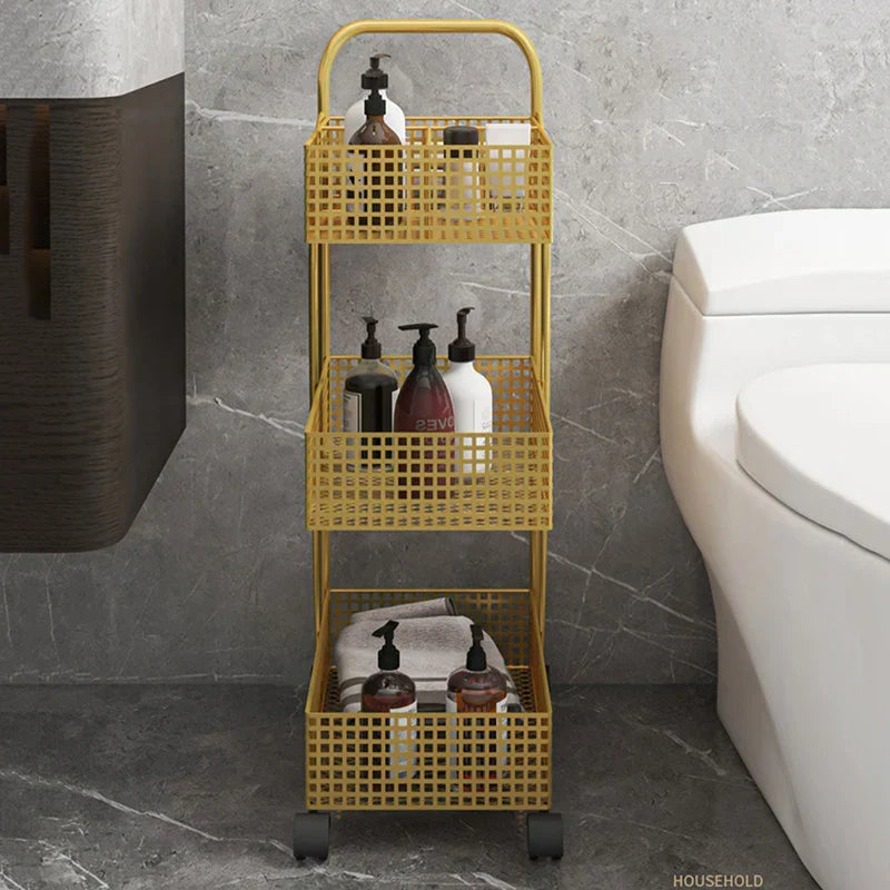 Utility Bathroom Cabinets Trolley Storage Bookcase Metal Basket