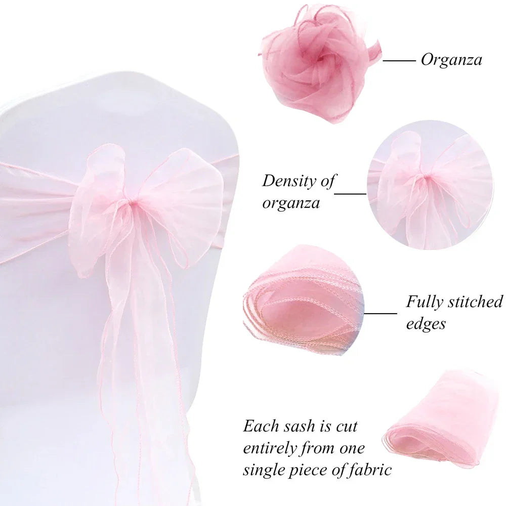 30PCs/lot Organza Chair Sashes Knot Bands Chair Bows