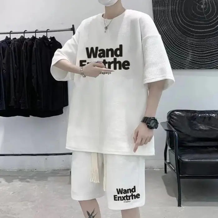 Waffle Suit Short Sleeve Shorts Men's Summer Spring