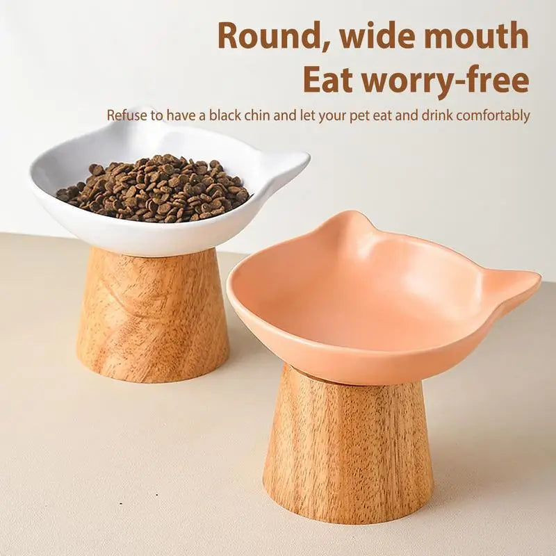 Raised Cat Food Dish Porcelain Feeder Dish With
