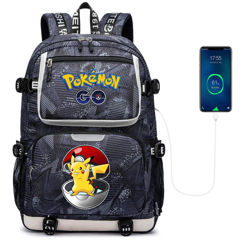 Pokemon Squirtle Cartoon School Bag USB Charging Large