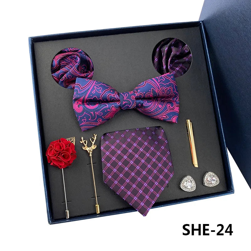 Men's Tie Set Gift Box Fashion Brand Bowtie