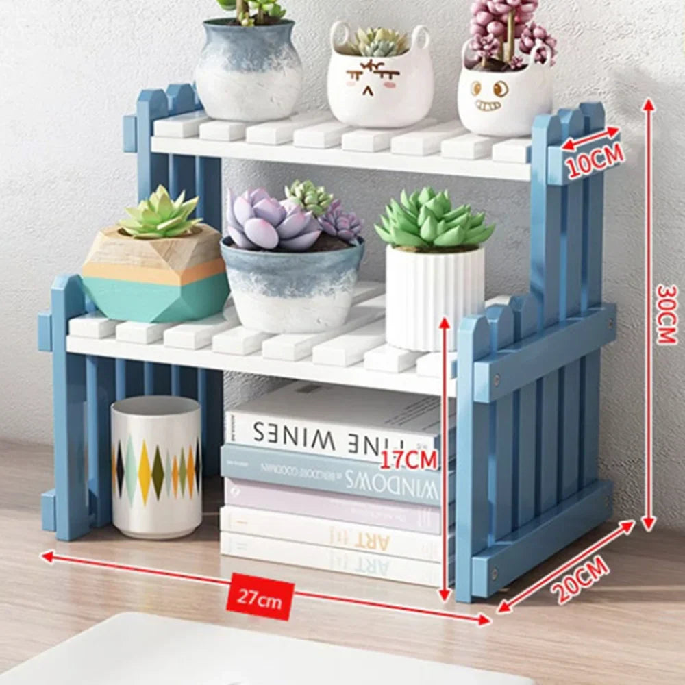 Natural Bamboo Indoor Plant Stand for Desk,Adjustable Desktop