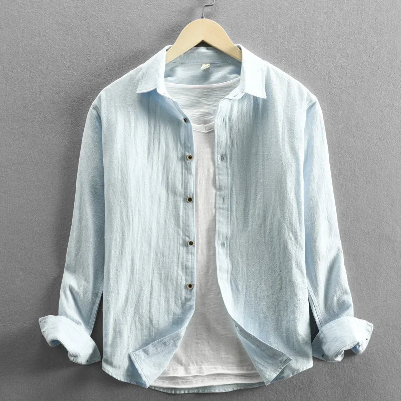 Men Clothing 2023 Fall Men's Cotton Linen Long-sleeved