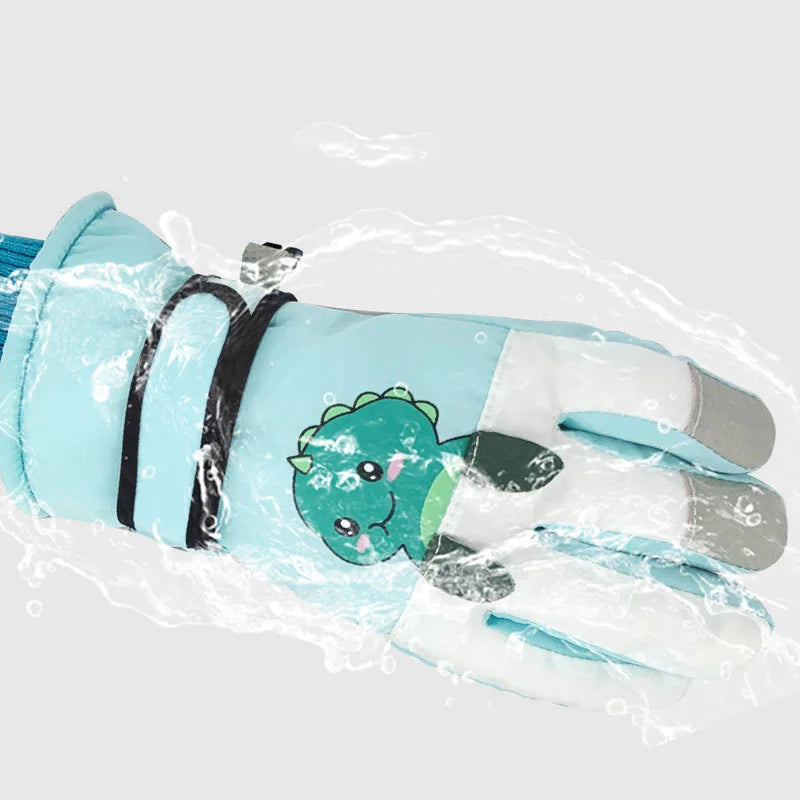 Cartoon Kids Gloves Thickened Warm Winter Ski FiveFinger