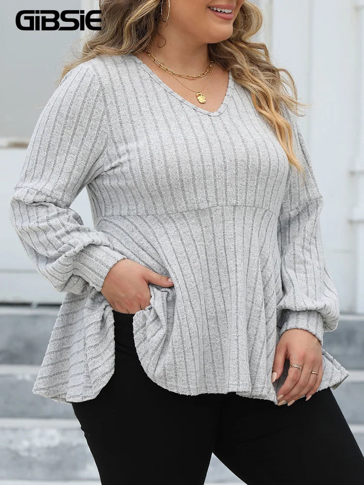 GIBSIE Plus Size Long Sleeve Tops for Women