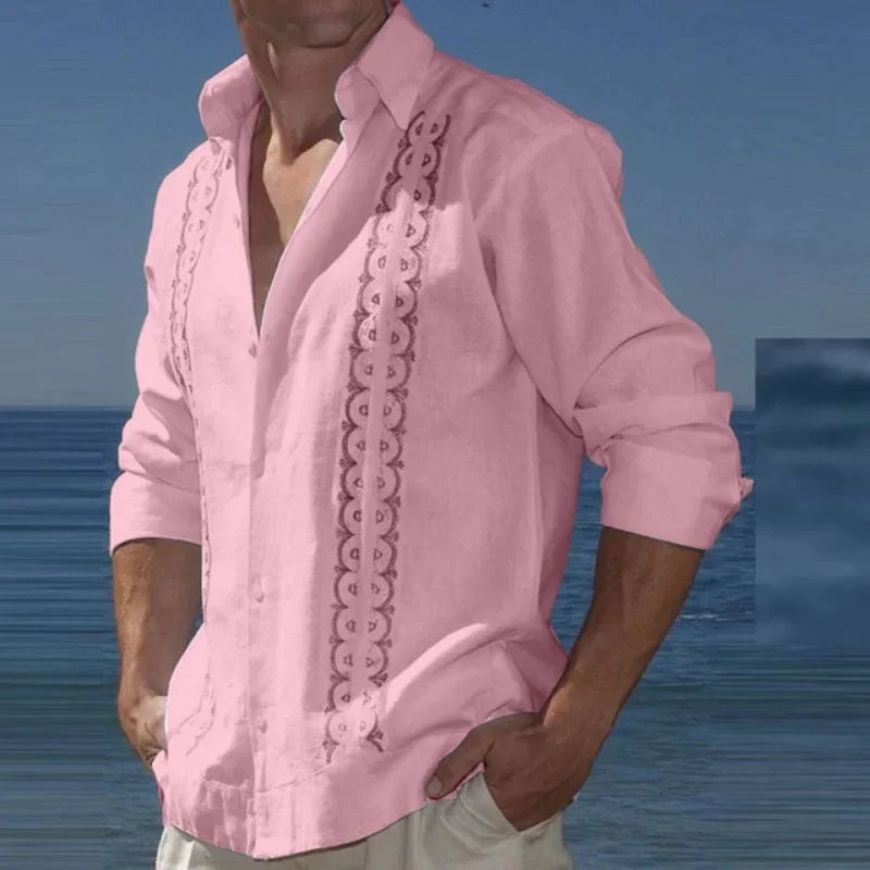 Men Clothing 2023 Fashion Button Turn-down Collar Blouse