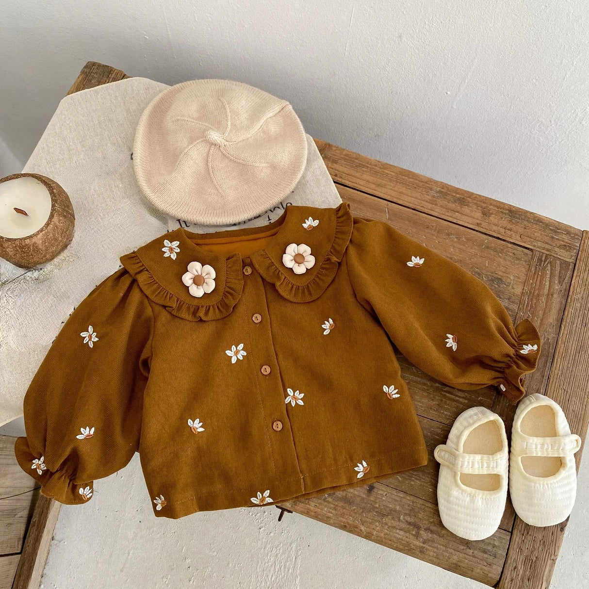 RiniLucia Autumn Baby Girls Floral Cotton T-shirt Children