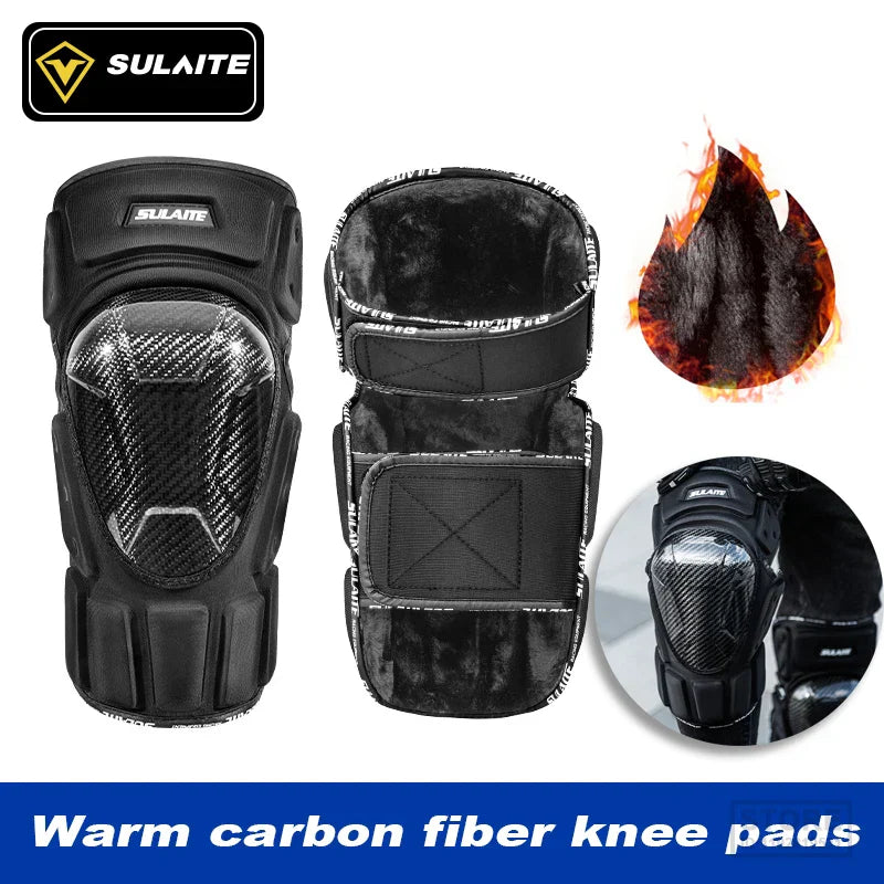 SULAITE Motorcycle Knee Pads Carbon Fiber Anti-fall Protective Gear Windproof Warm Leg Protection Motocross Off-road Equipment