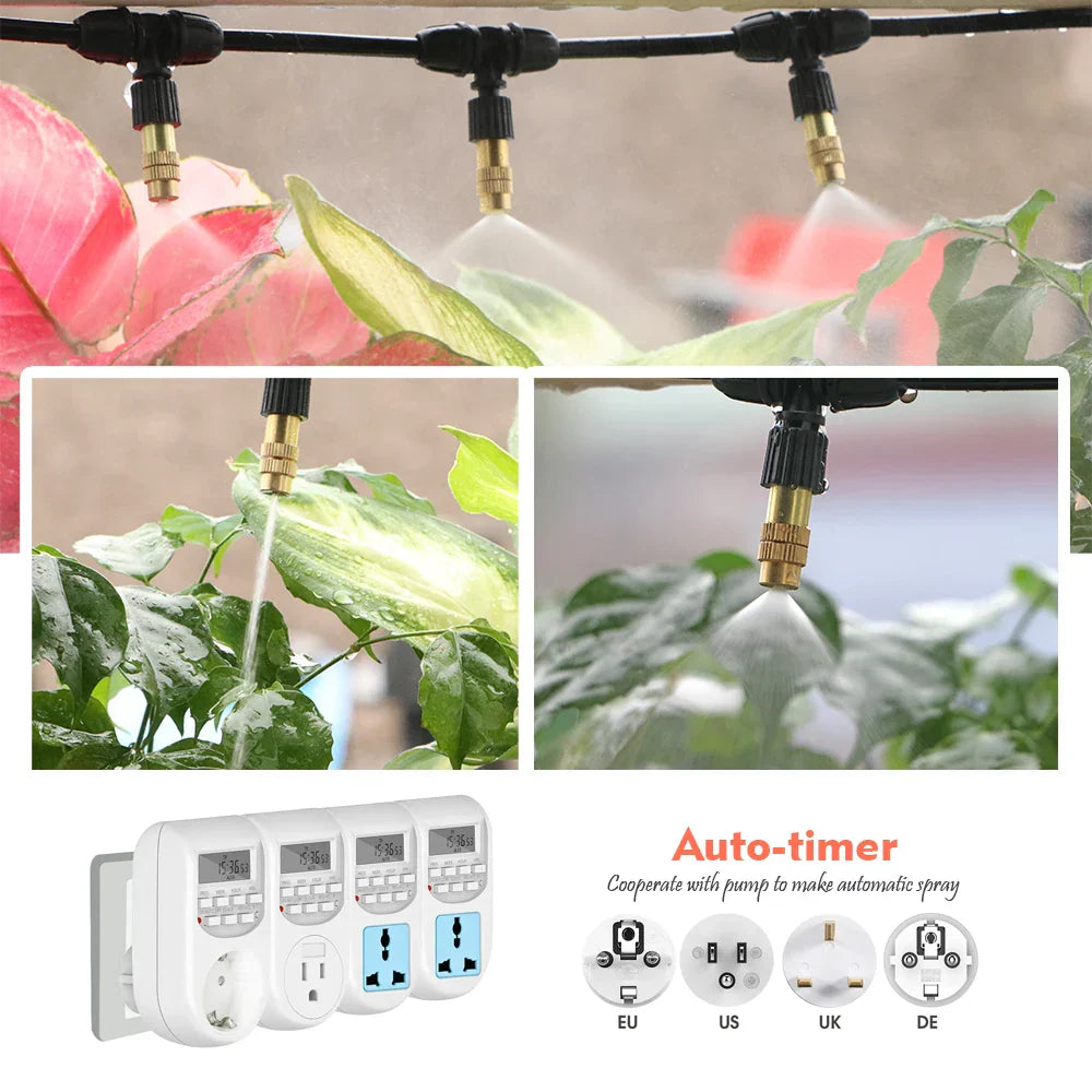 30-5M Garden Adjustable Brass Nozzle Misting Watering System