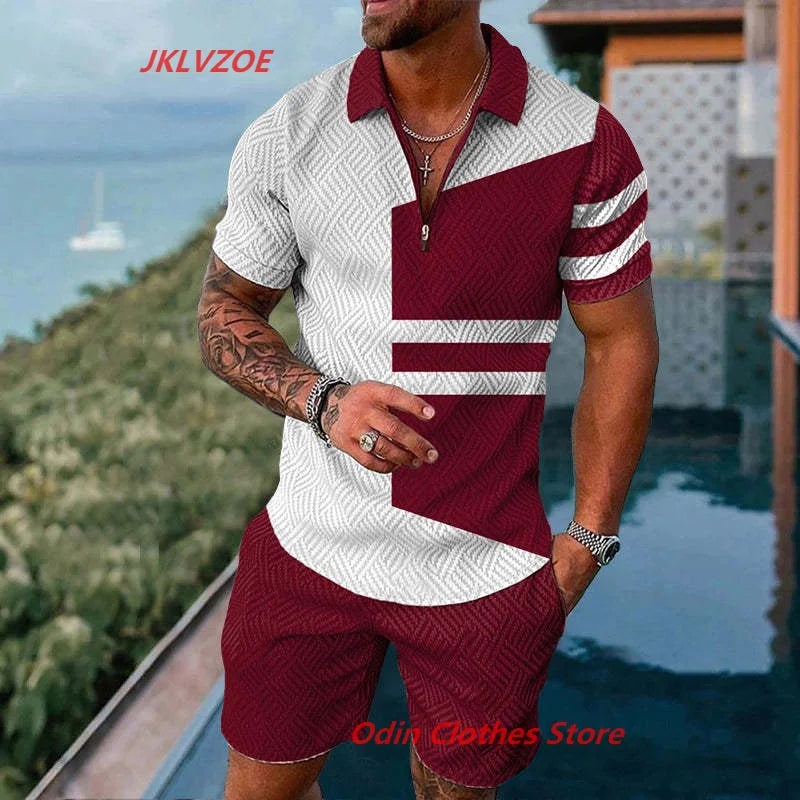 Summer Brand Tracksuit Solid Color Male Shorts Suit