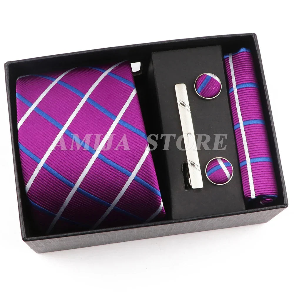 Men's Tie Gift Box With Neckties Handkerchiefs Cufflinks