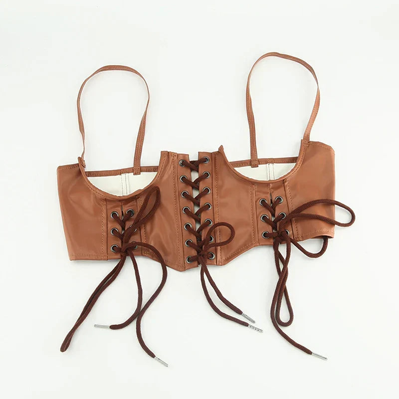 Punk Wide Waist Belt PU Leather Corset for