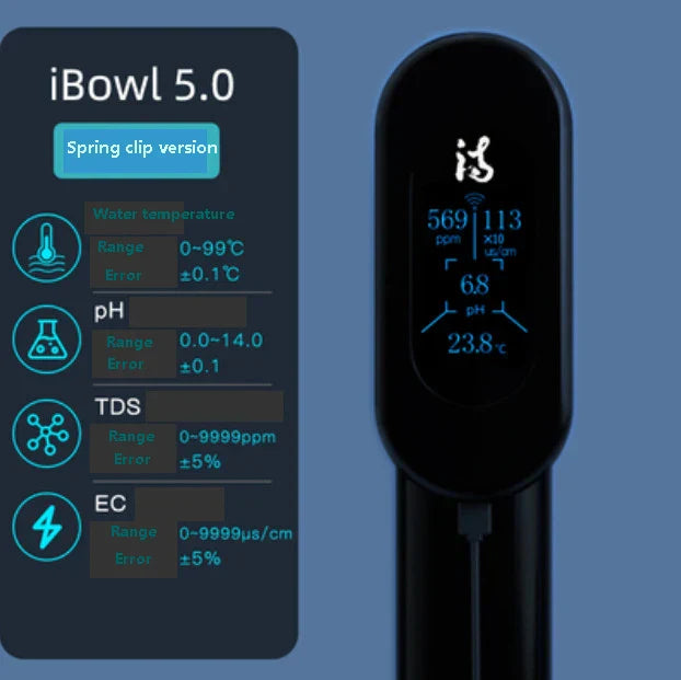 NEW Aquarium Accessories Water Quality Monitor iBowl 3in1TDS&pH&Temp