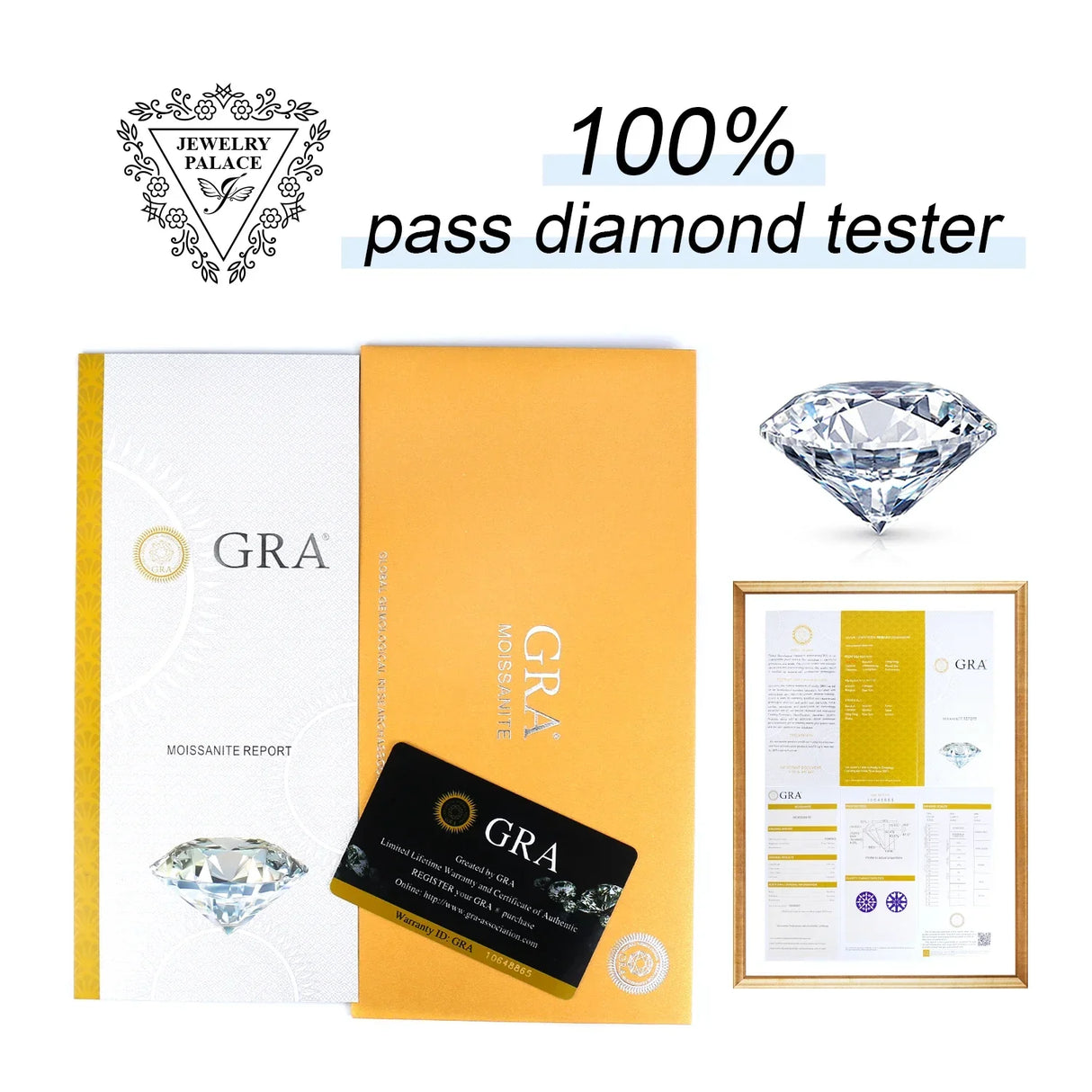 JewelryPalace Moissanite D Color Total 0.6ct 1ct 2ct