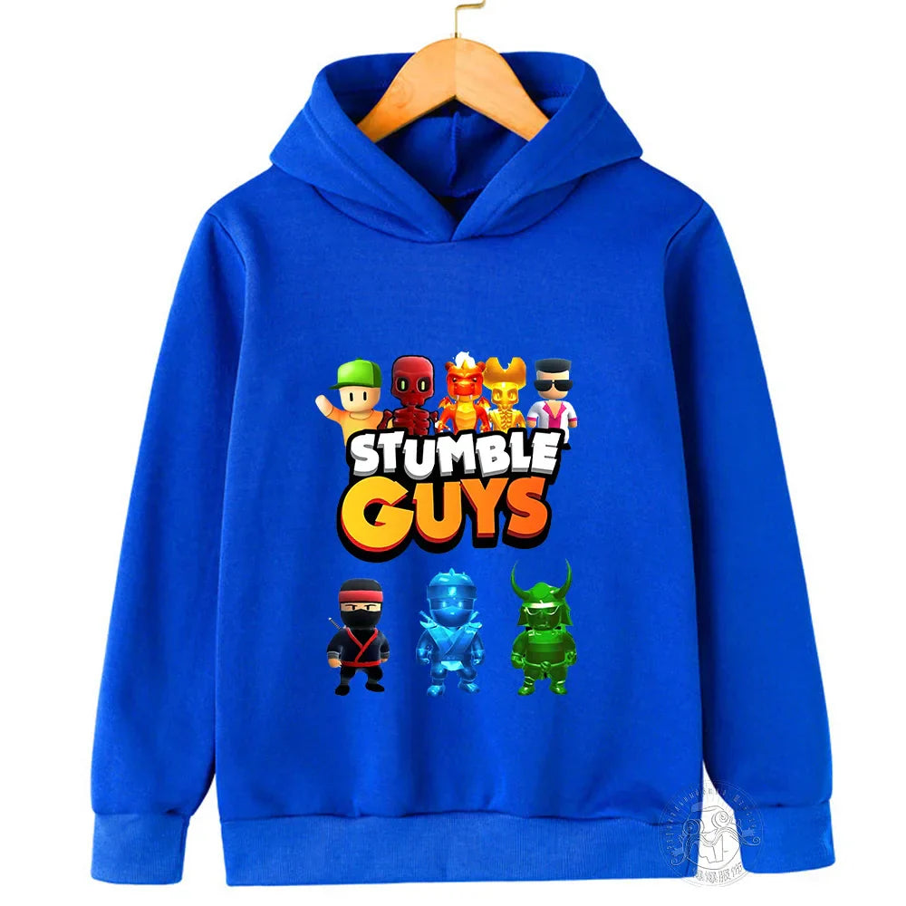Kids Anime Stumble Guys Hooded Sweatshirts Long Sleeve