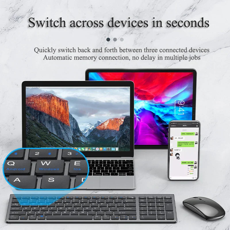 Wireless Bluetooth Keyboard Three-mode Silent Full-size Keyboard and