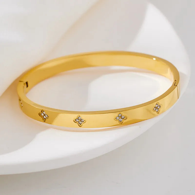 Waterproof Luxury Colorful Cubic Zirconia Bangles Stainless Steel