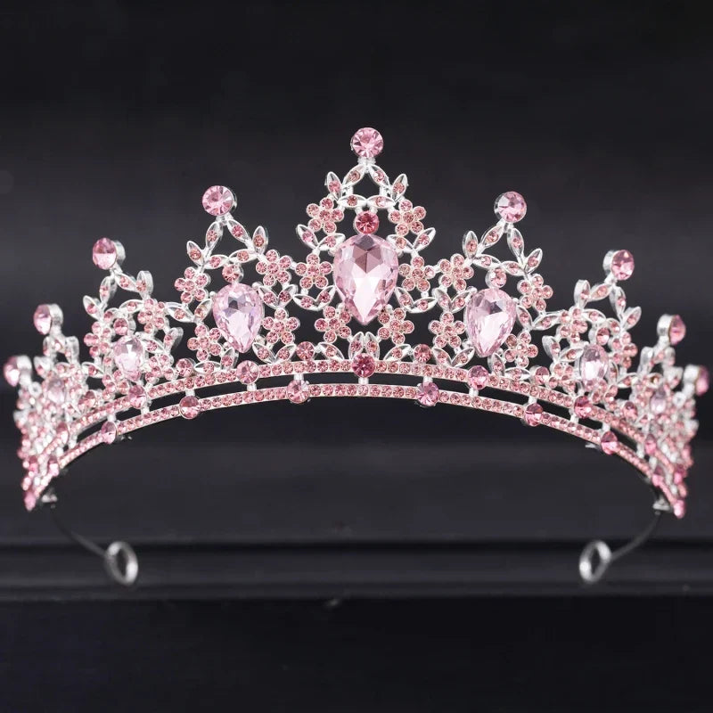 Pink Crystal Tiaras And Crowns For Women Bride
