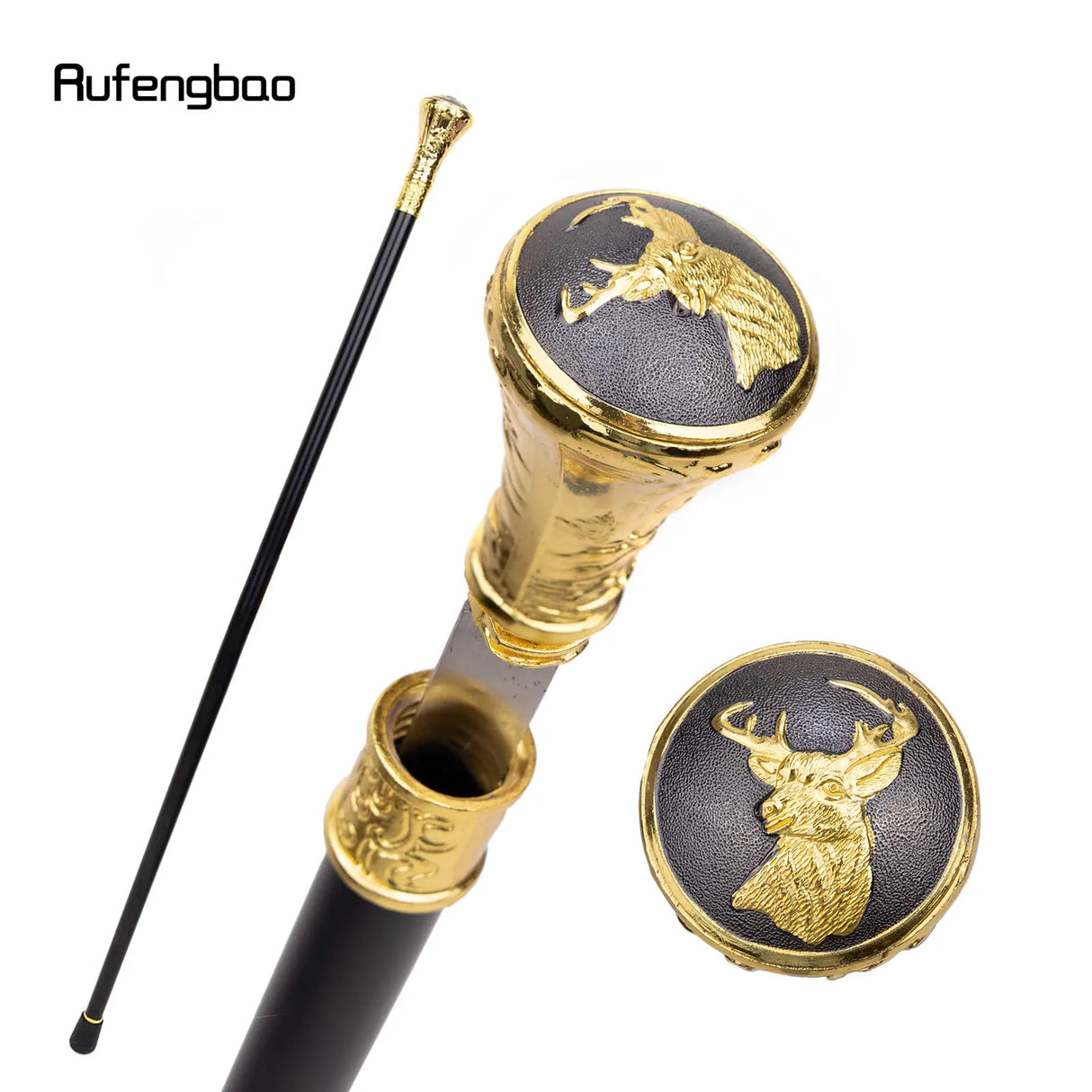 Gold Luxury Sika Deer Head Single Joint Walking