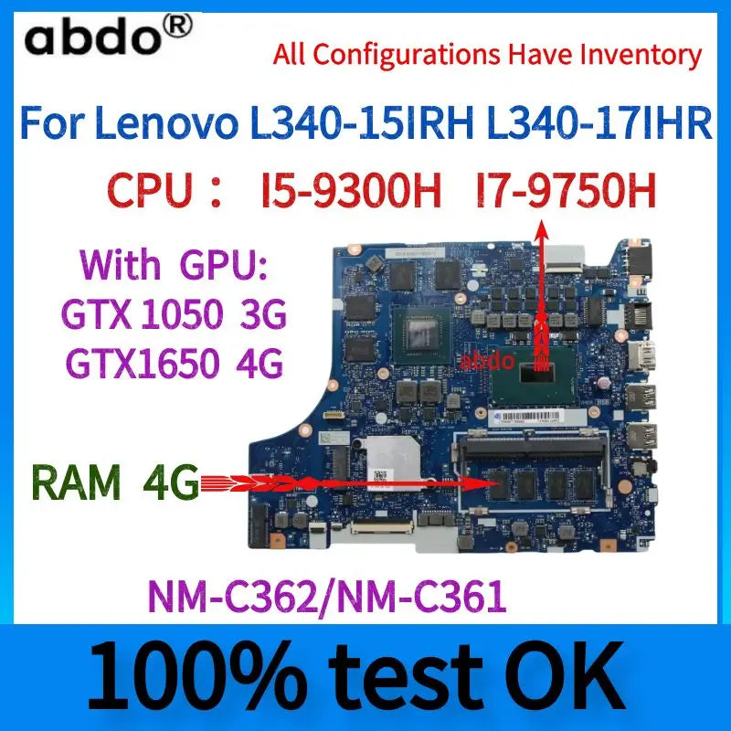NM-C362/NM-C361 Motherboard.For Lenovo L340-15IRH L340-17IHR Laptop Motherboard.With I5/I7