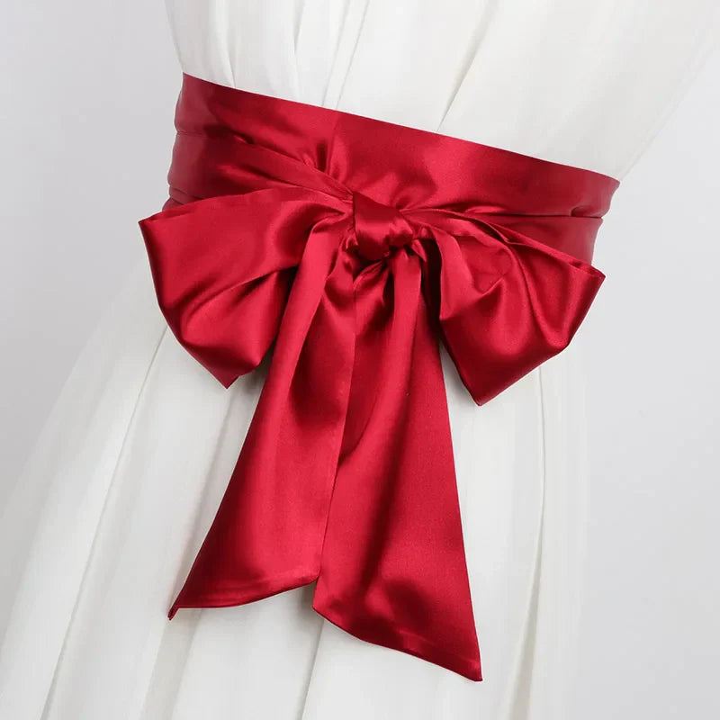 Satin Silk Wide Belt Women 250cm Long Japanese