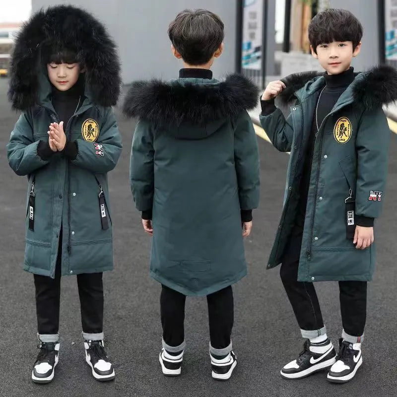 Winter Boys Thicken Long Jackets For kids 4-16Y