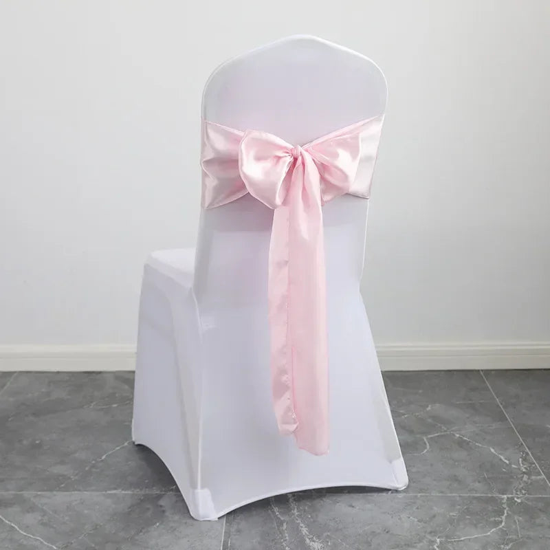 50PCS 17x275cm Rose Gold Satin Chair Sashes Bows