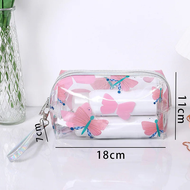 Strawberry Butterfly Fruit Print Clear Makeup Bag Fashion