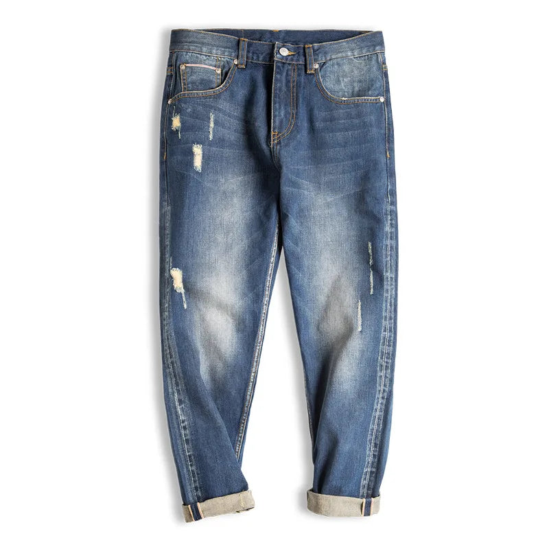Maden Casual Ripped Jeans for Men Brushed Denim