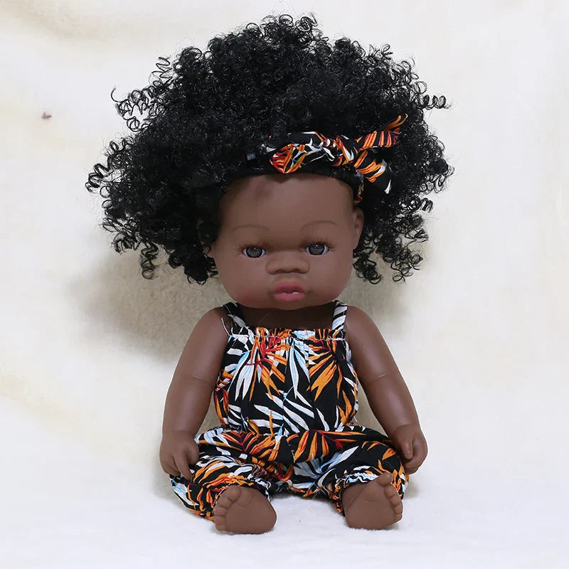 35cm Newborn Reborn African Doll Baby Simulation Soft