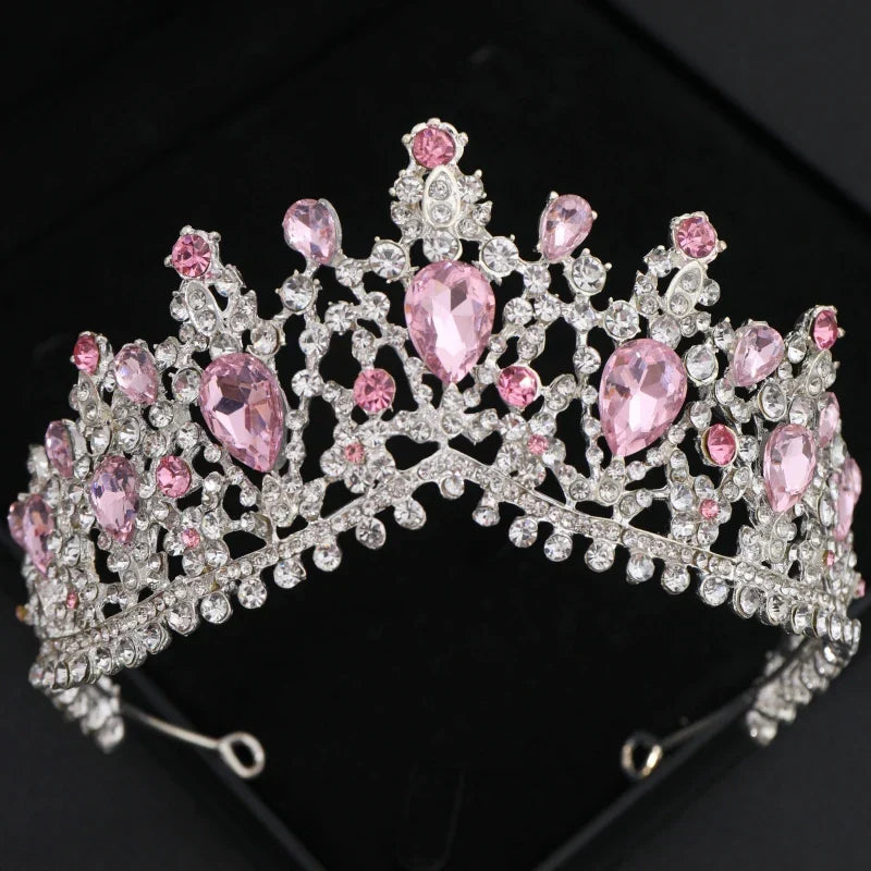 Pink Crystal Tiaras And Crowns Rhinestone Prom Diadem