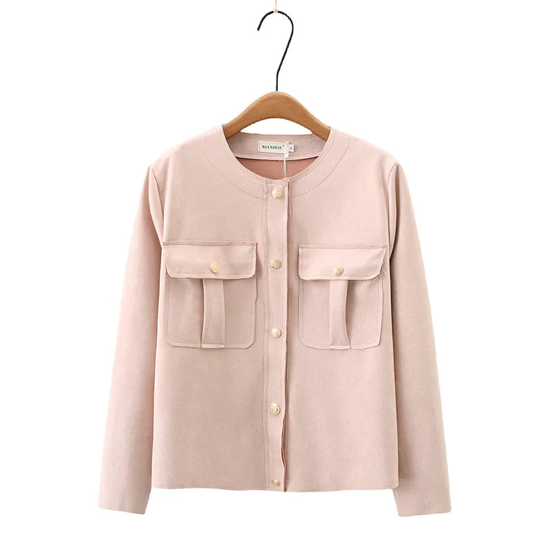 Womens Plus Size Stylish Suede Jacket Autumn Casual