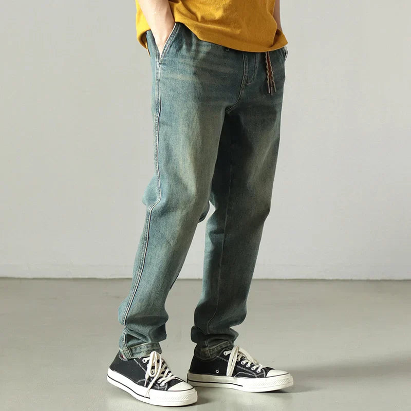 3271# Autumn New Japanese Retro Beaded Denim Jeans