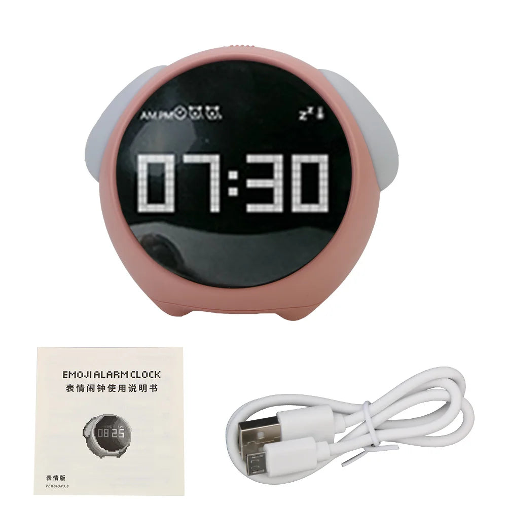 Night Light Cute Expression Alarm Clock Child Alarm