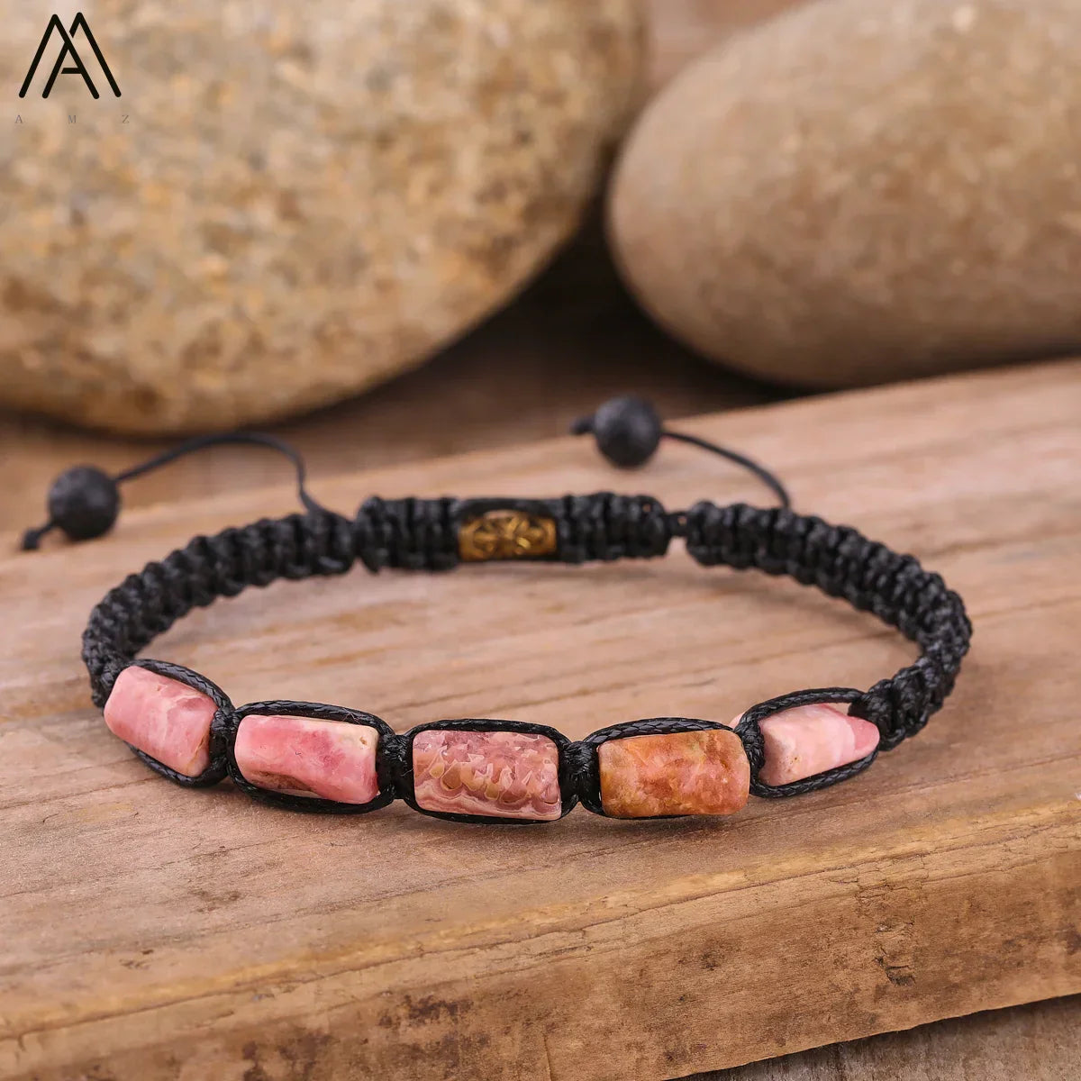 Natural Black Tourmaline Nugget Beads Knotted Handmade Woven