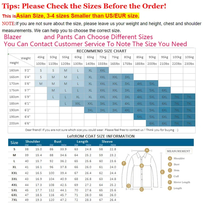 S-7XL Autumn Style Suits Double-breasted Slim Men's Suits