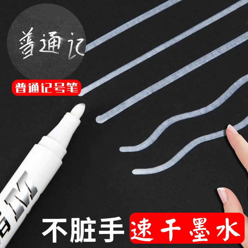 White Marker Pen No Fading Waterproof Oiliness Big