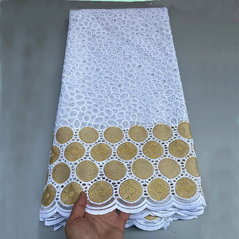 5 Yard French Nigerian Organza With Gold Thread