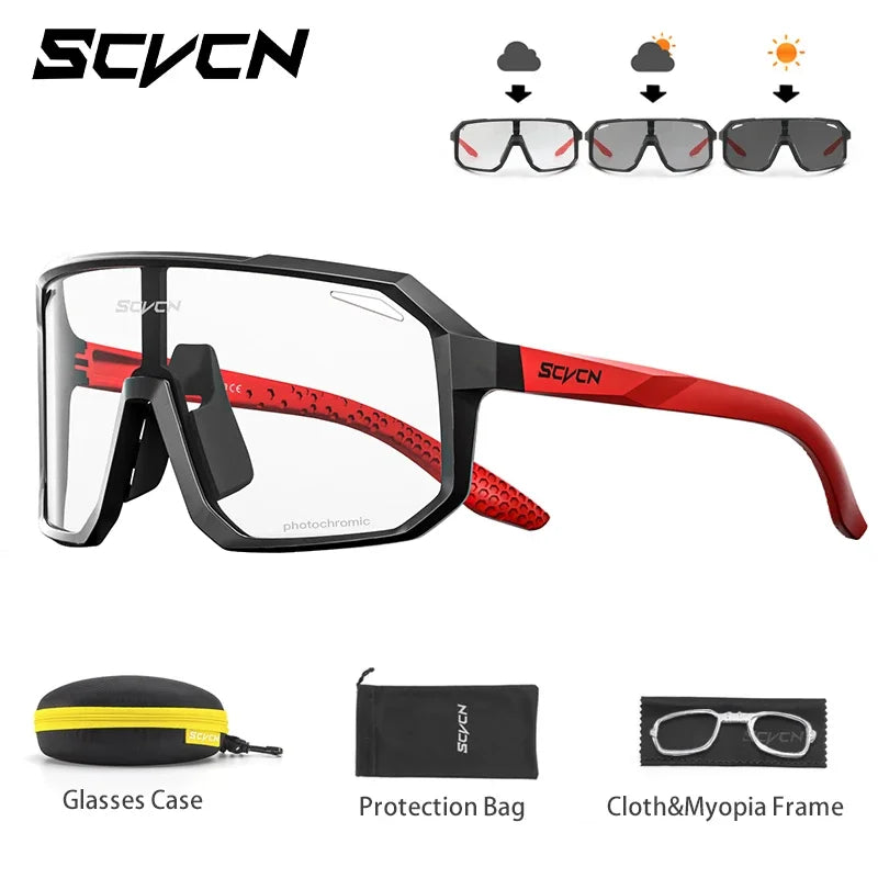 SCVCN Photochromic Men Cycling Sunglasses UV400 Sports Bicycle