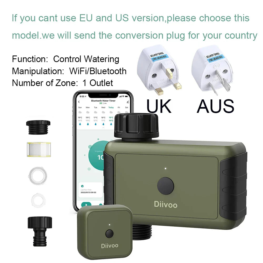 Diivoo WiFi Gateway Garden Watering Irrigation Controller Timing