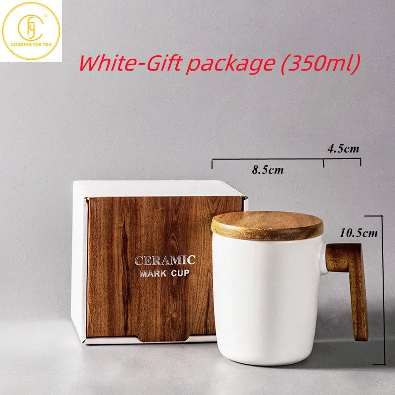 Gift Package 350ml Ceramic Coffee Mug with Wooden