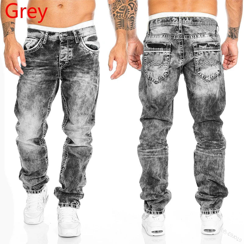 Straight Jeans Man Vintage Wash Denim pants Spring
