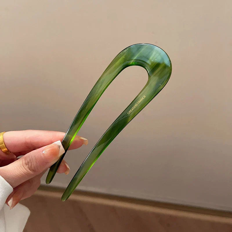 Trendy U-Shaped Acetic Acid Hairpin Girls Hair Fork