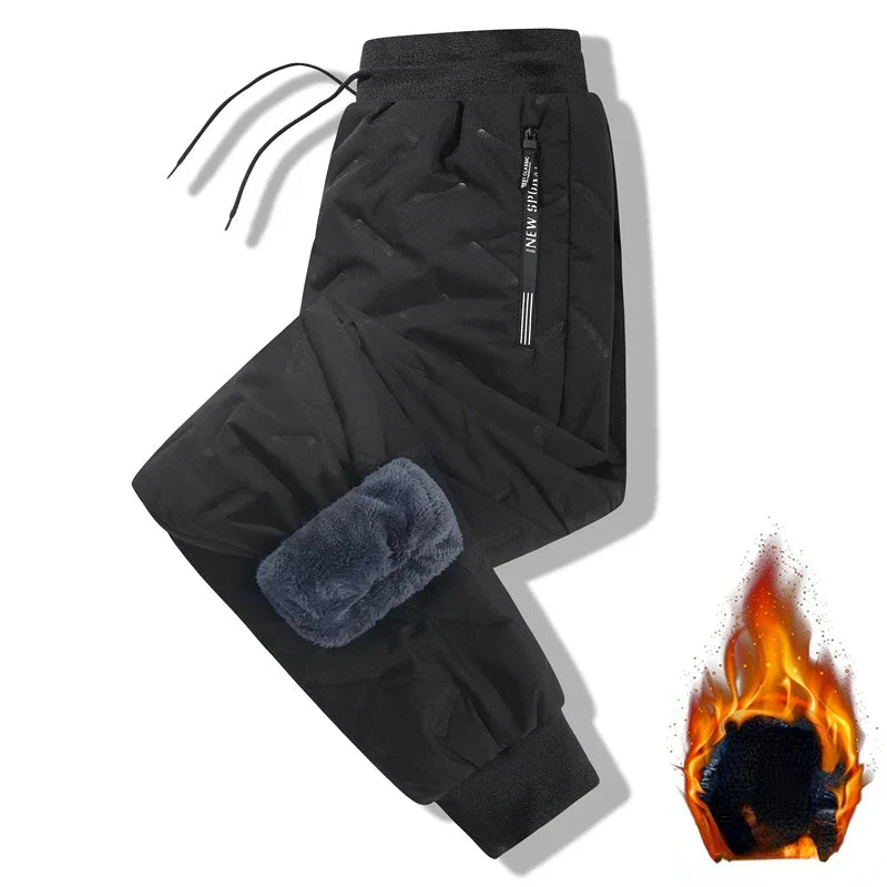Winter Lamb down sports pants Thicken Sweatpants Men