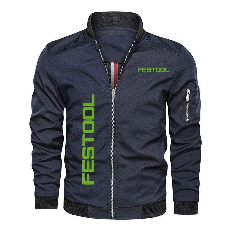 Hip-hop men's jacket Festool tools logo print New