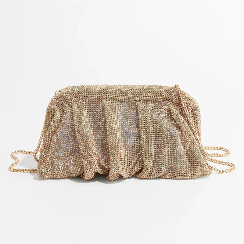 2023 Luxury Ruched Evening Clutch Bag Designer Diamonds