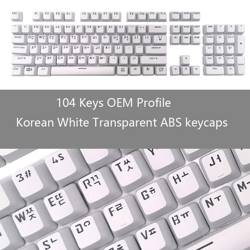 104 Keys Russian Korean Backlit Keycaps For Mechanical