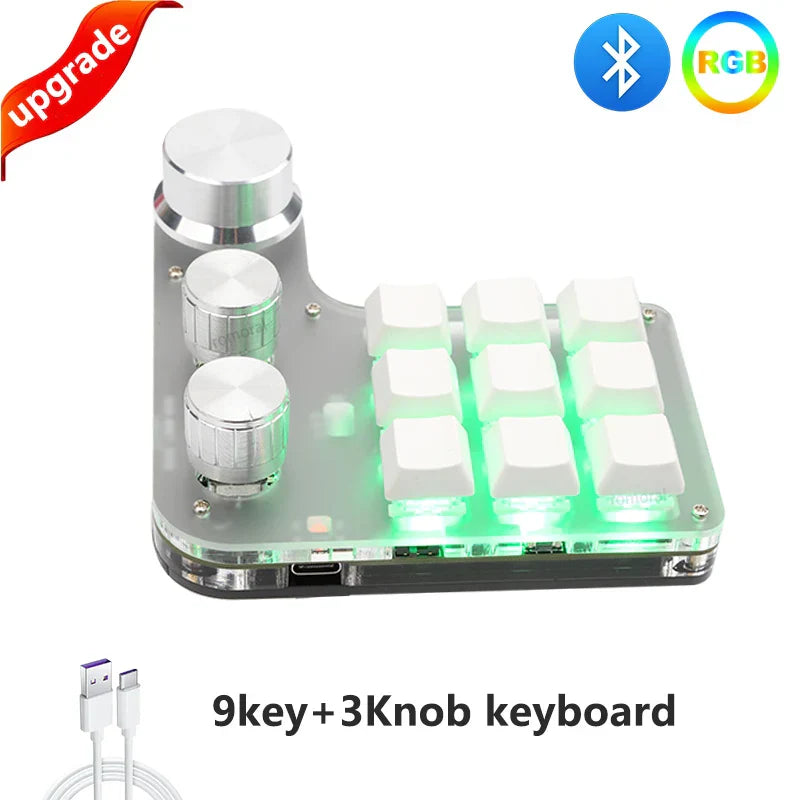 Macro Programming Keyboard Bluetooth USB Backlit 2.4G Wireless
