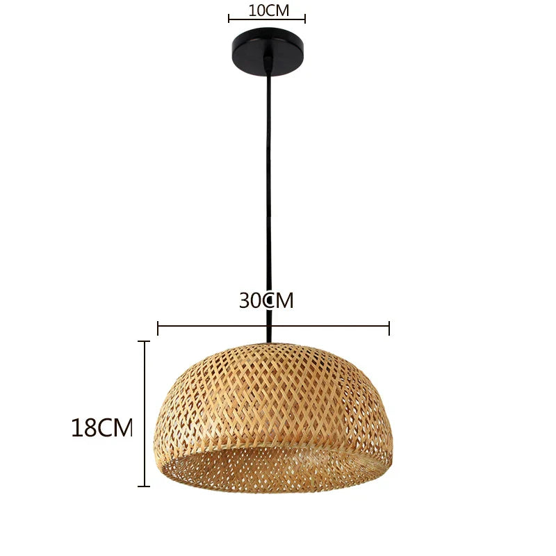 Bamboo Pendant Lamp Hand Knitted Chinese Style Weaving